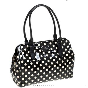 Kate Spade Black/White Patent Leather Polka Dot Satchel